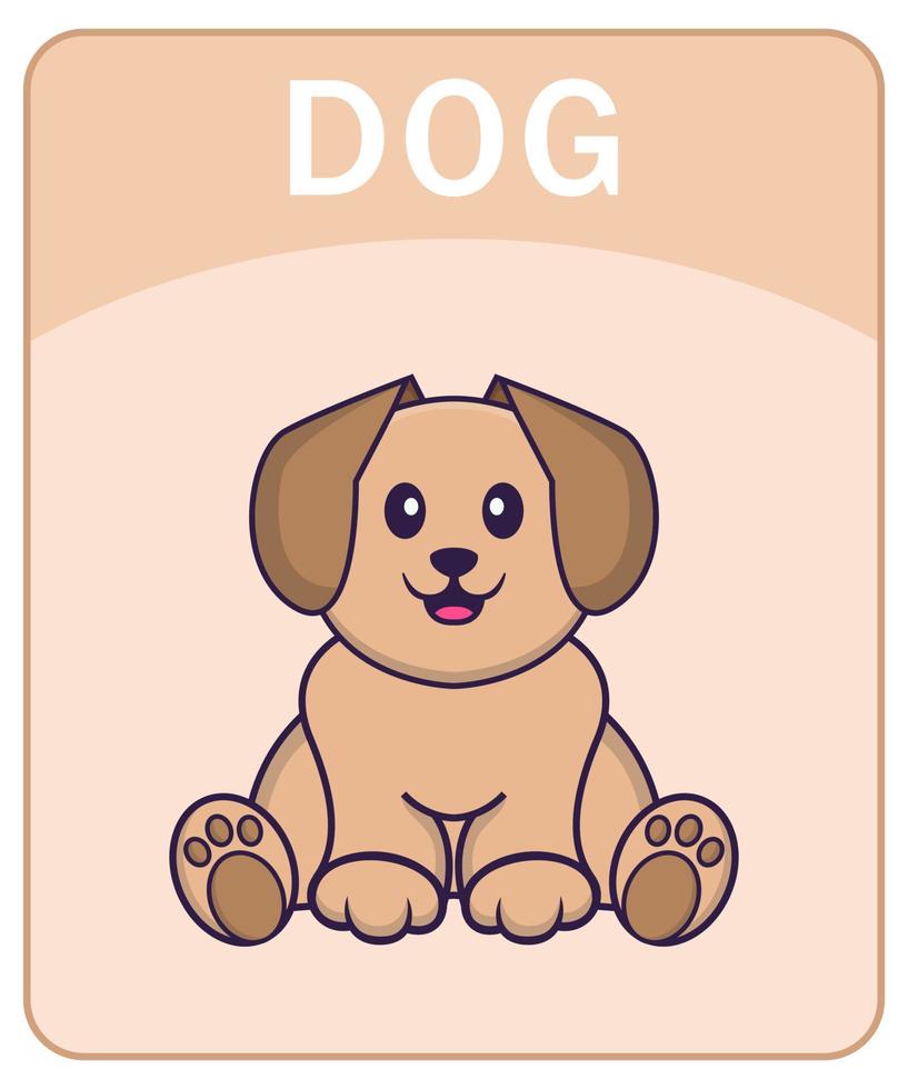 flashcard del alfabeto con personaje de dibujos animados lindo perro. vector