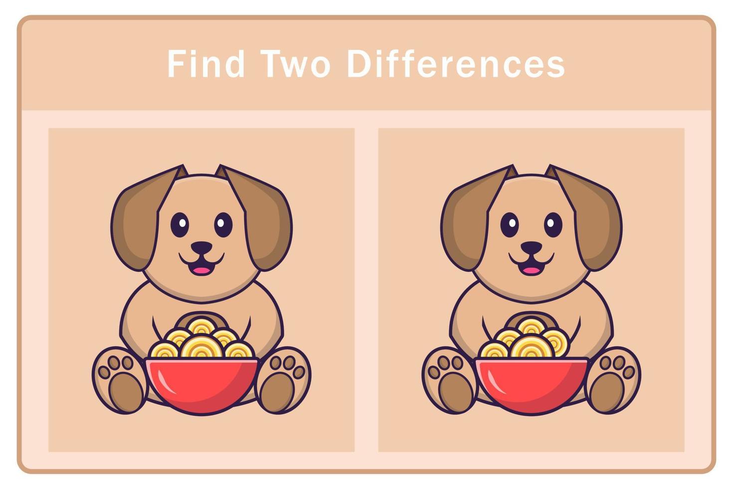 Cute dog cartoon character. Find differences. Educational game for children. Cartoon vector illustration