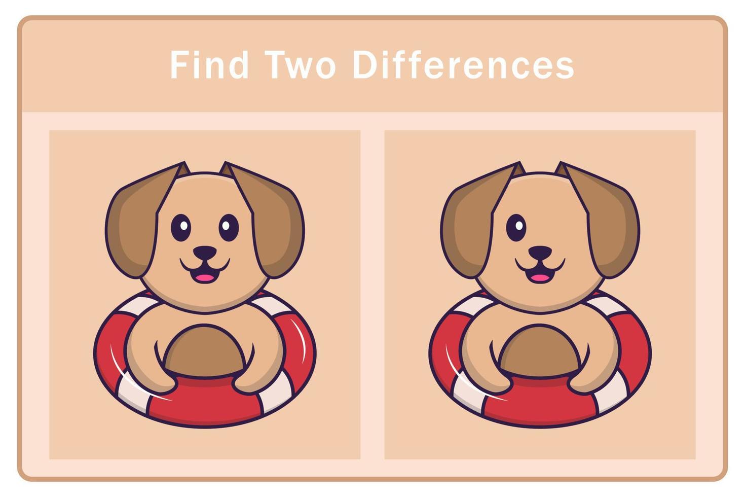 Cute dog cartoon character. Find differences. Educational game for children. Cartoon vector illustration