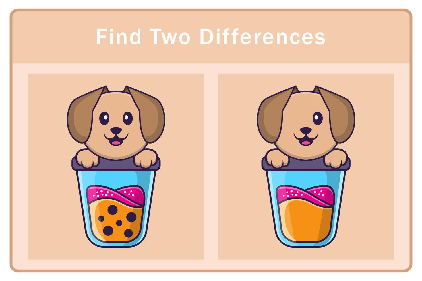 Cute dog cartoon character. Find differences. Educational game for children. Cartoon vector illustration