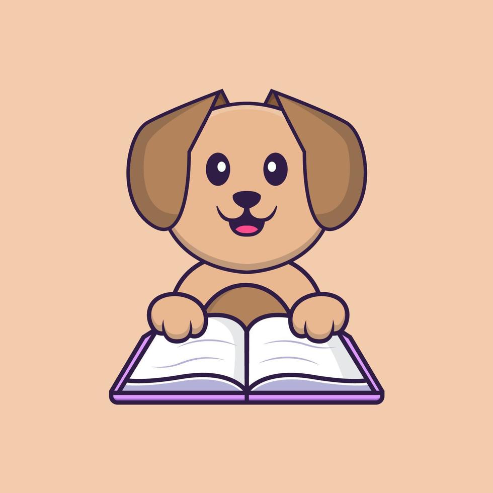 Ilustración de vector de personaje de dibujos animados de perro lindo.