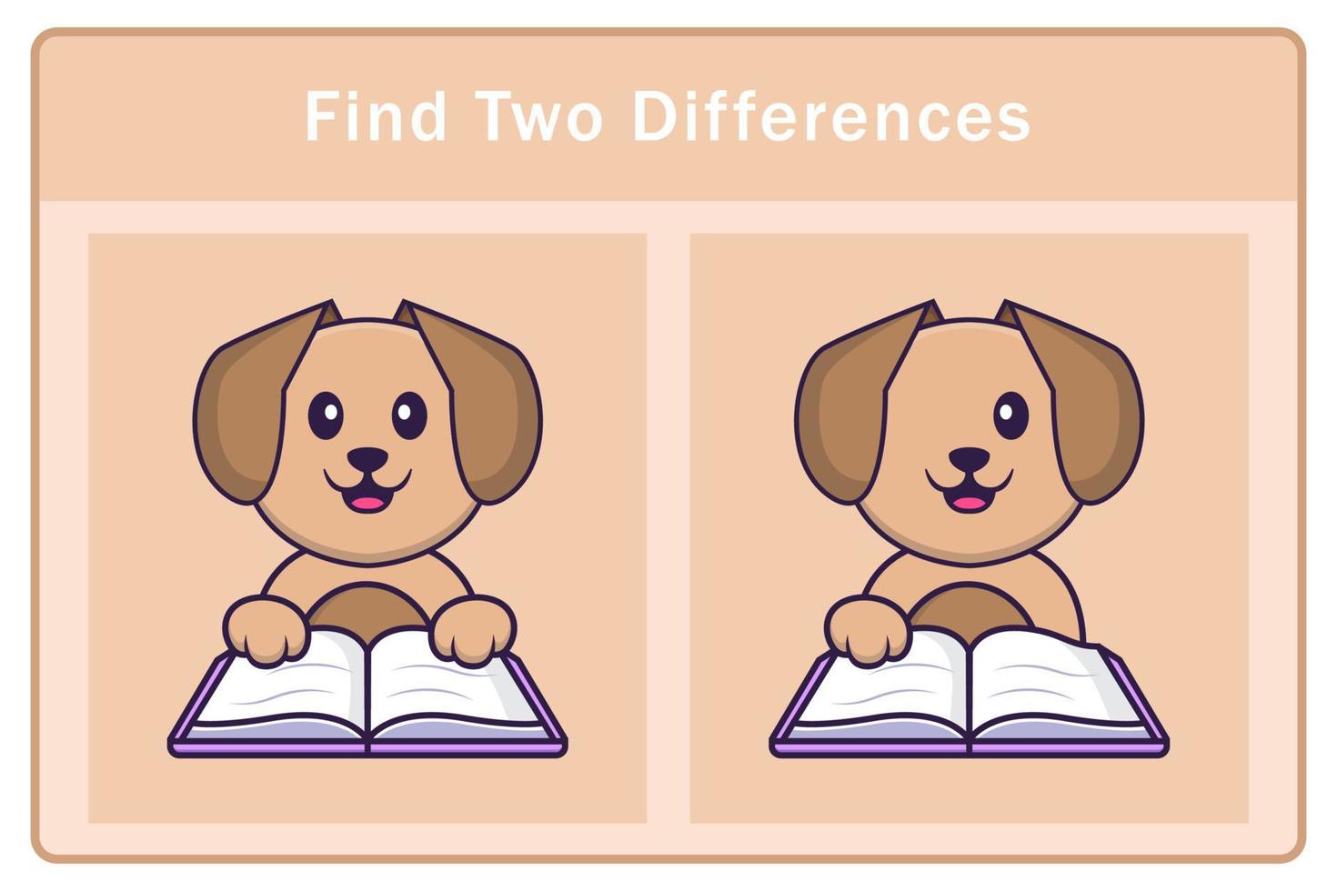 Cute dog cartoon character. Find differences. Educational game for children. Cartoon vector illustration