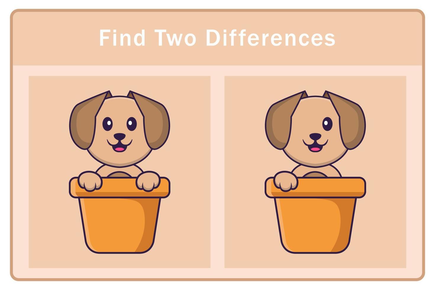 Cute dog cartoon character. Find differences. Educational game for children. Cartoon vector illustration