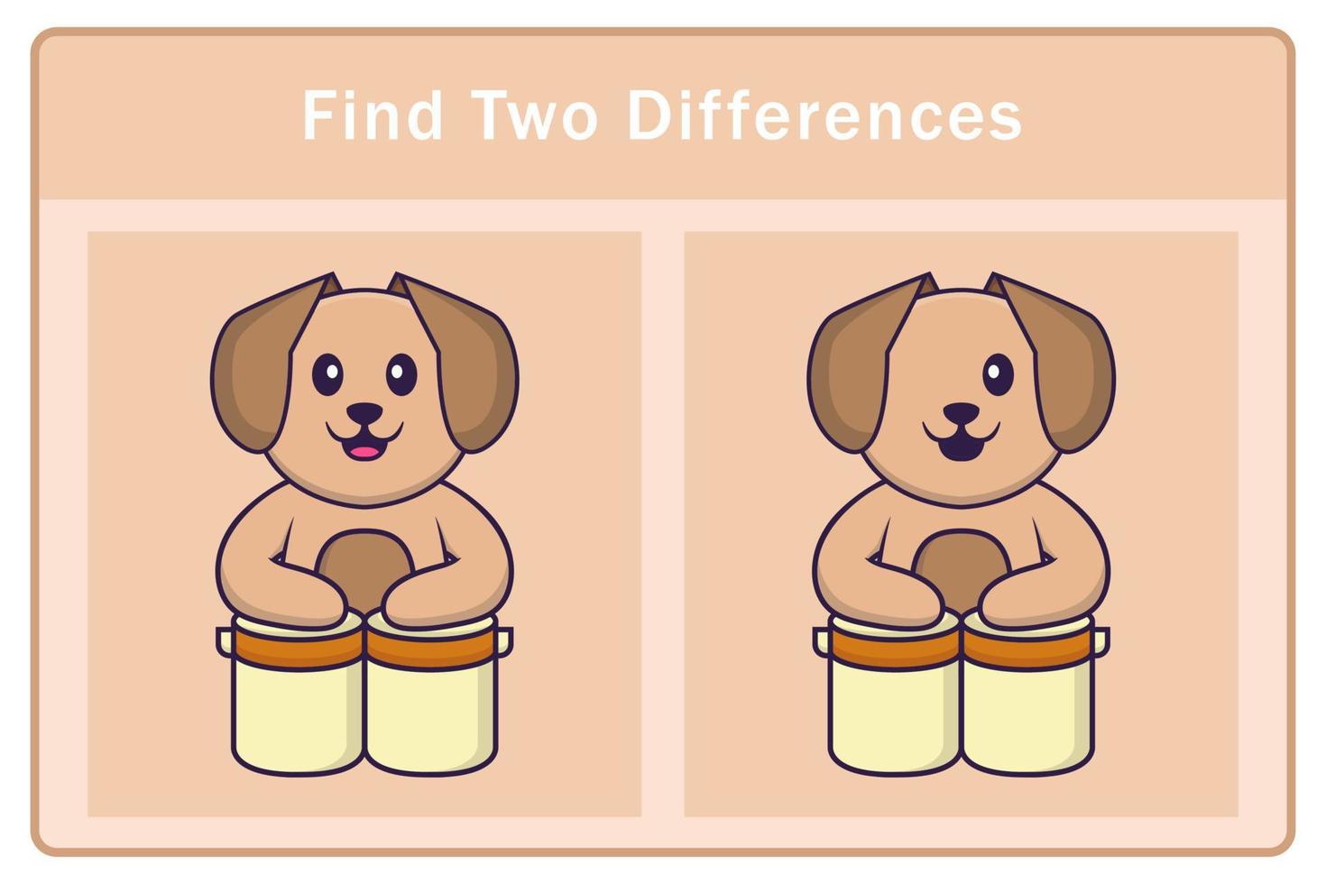 Cute dog cartoon character. Find differences. Educational game for children. Cartoon vector illustration