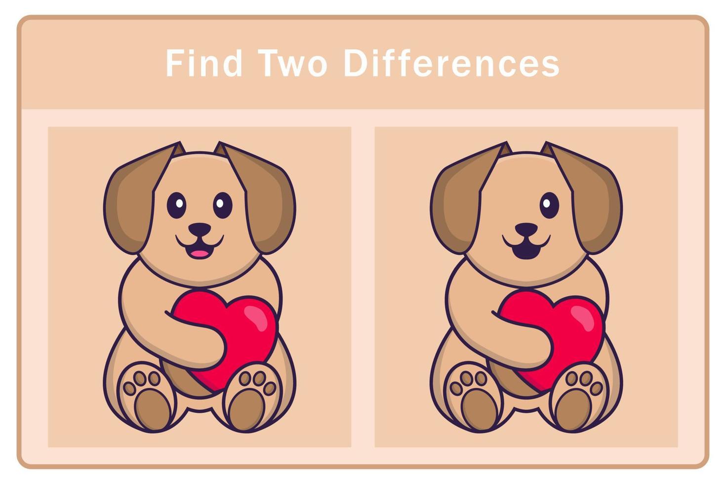 Cute dog cartoon character. Find differences. Educational game for children. Cartoon vector illustration