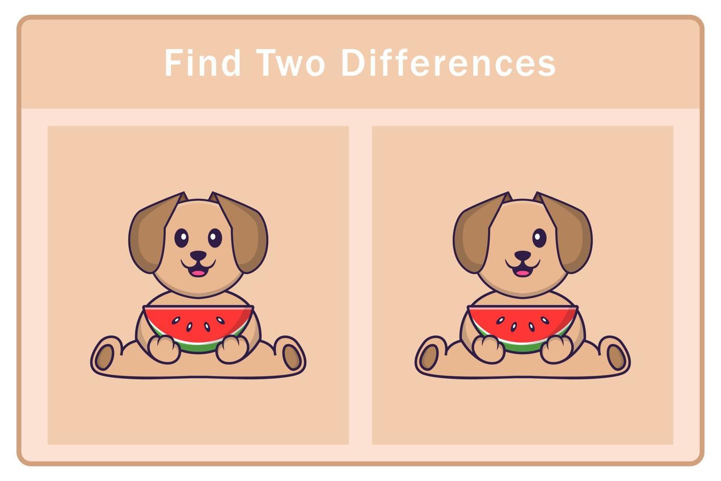Cute dog cartoon character. Find differences. Educational game for children. Cartoon vector illustration
