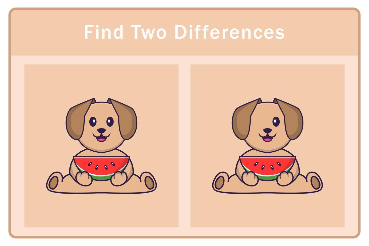 Cute dog cartoon character. Find differences. Educational game for children. Cartoon vector illustration