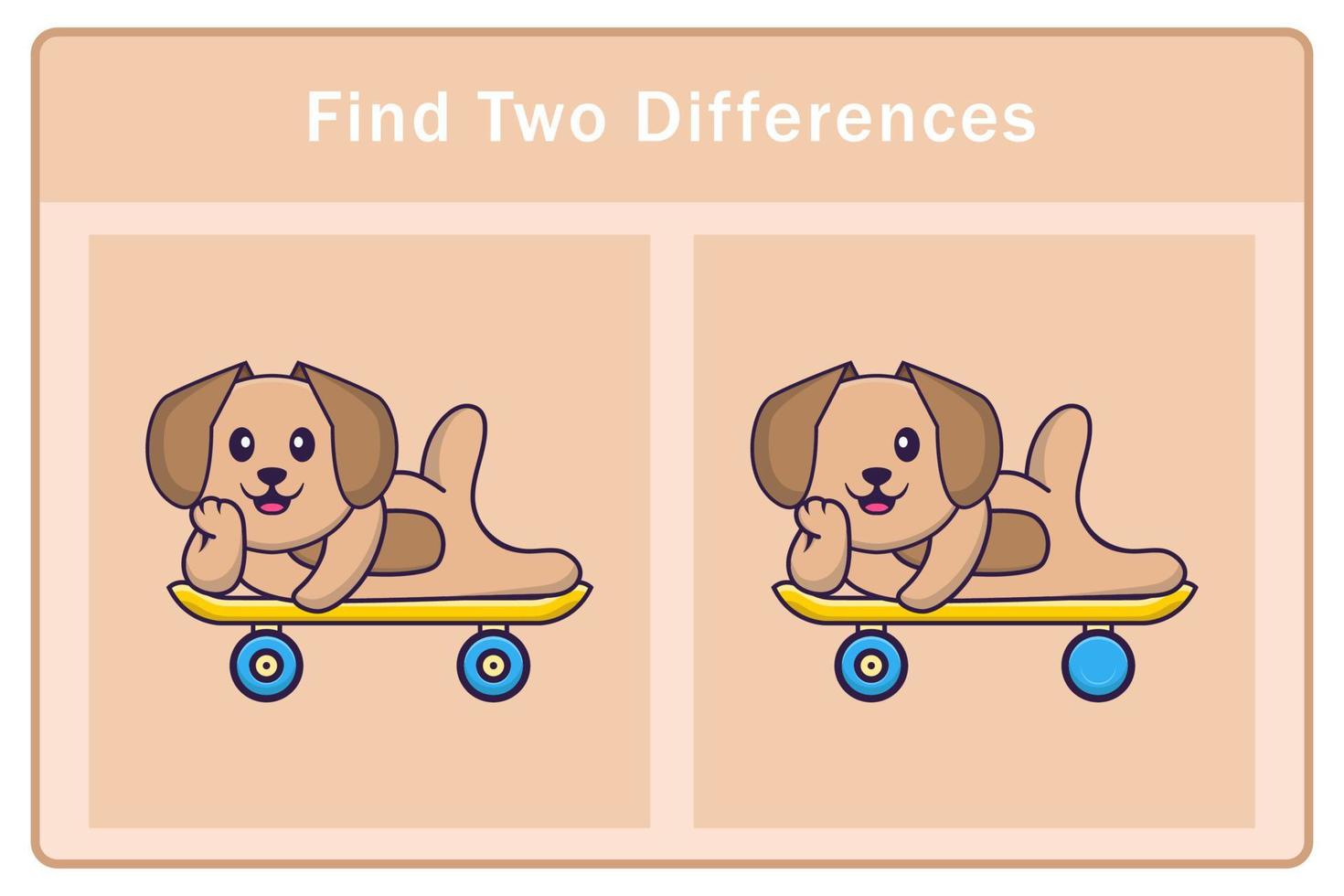 Cute dog cartoon character. Find differences. Educational game for children. Cartoon vector illustration