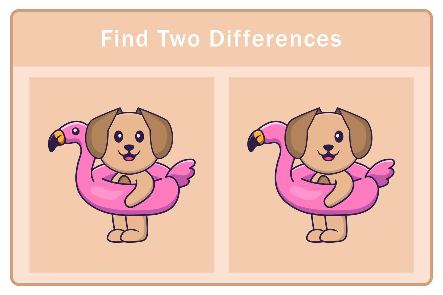 Cute dog cartoon character. Find differences. Educational game for children. Cartoon vector illustration