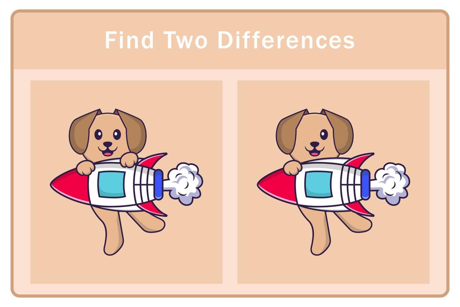 Cute dog cartoon character. Find differences. Educational game for children. Cartoon vector illustration