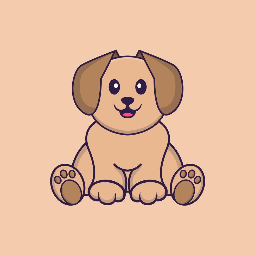 Ilustración de vector de personaje de dibujos animados de perro lindo.