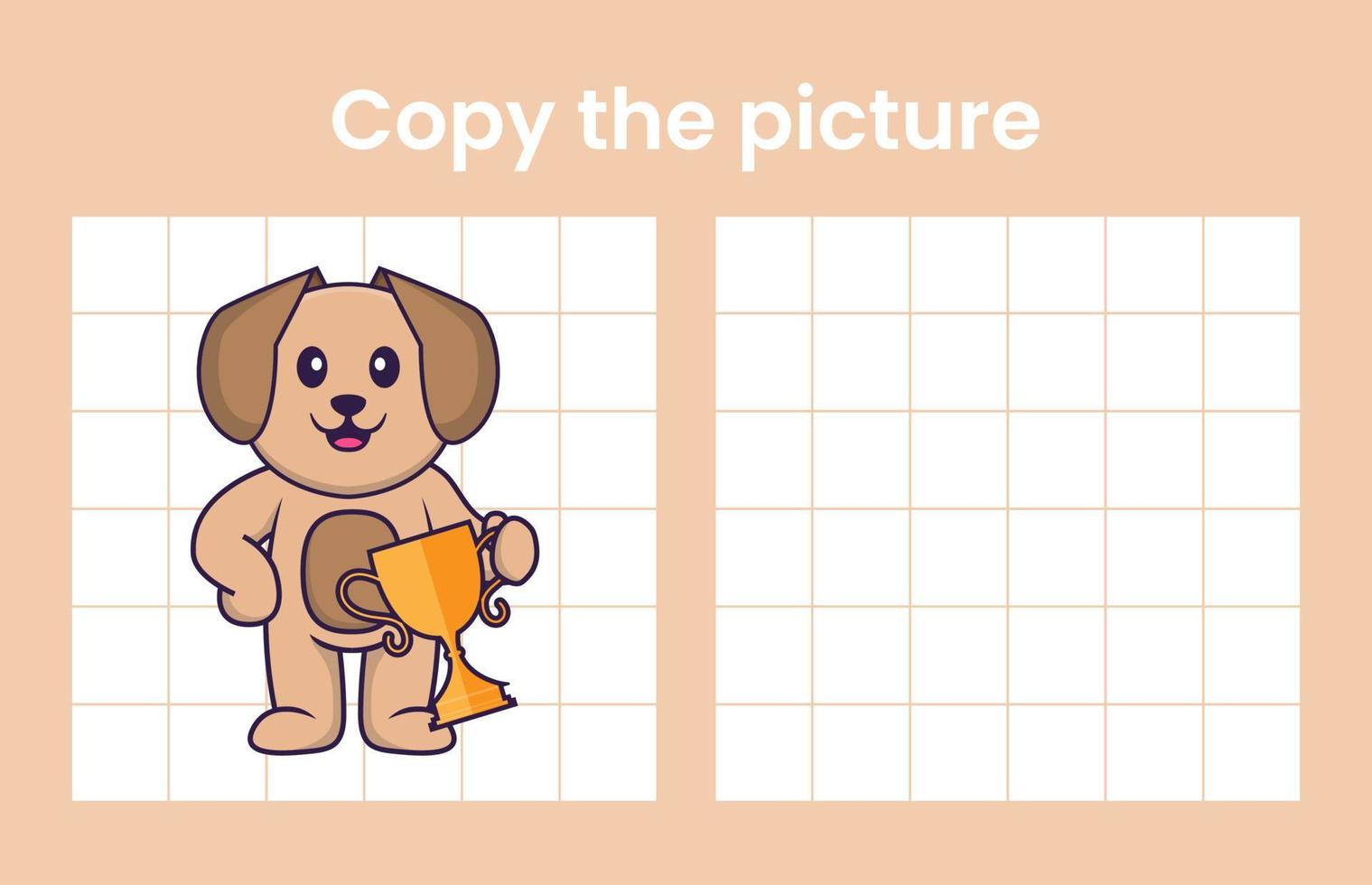 Copie la imagen de un lindo perro. juego educativo para niños. ilustración vectorial de dibujos animados vector