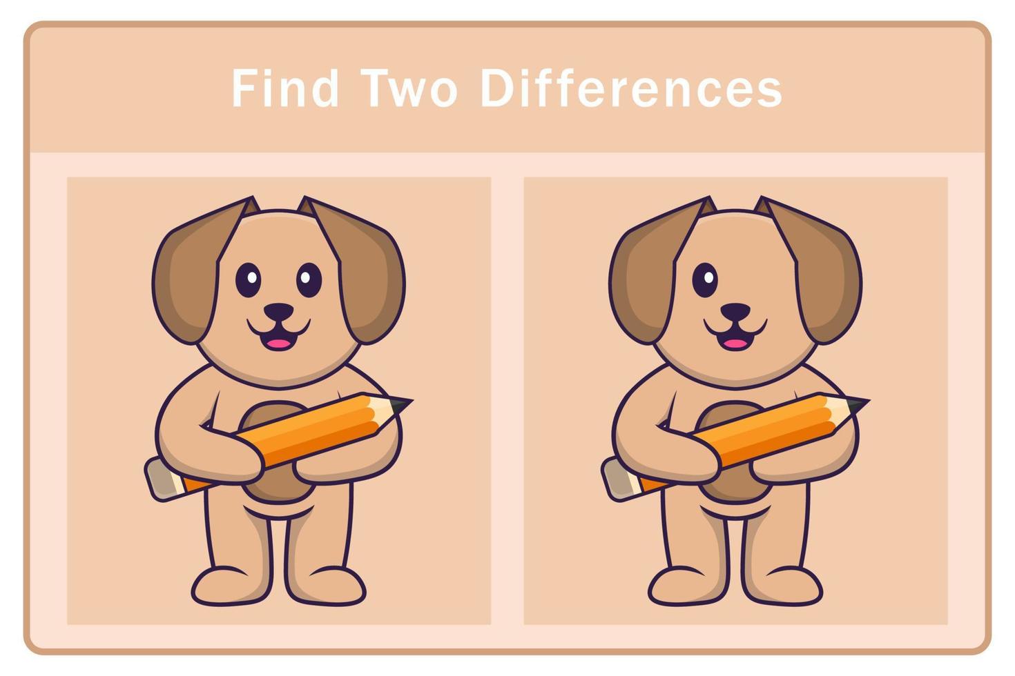 Cute dog cartoon character. Find differences. Educational game for children. Cartoon vector illustration