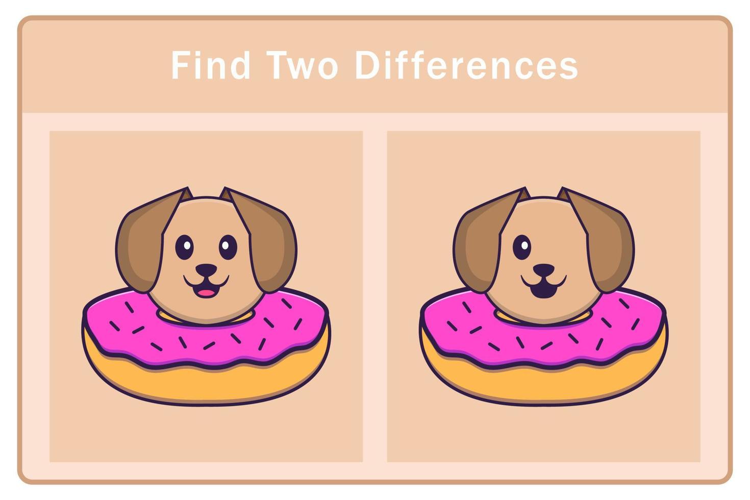 Cute dog cartoon character. Find differences. Educational game for children. Cartoon vector illustration