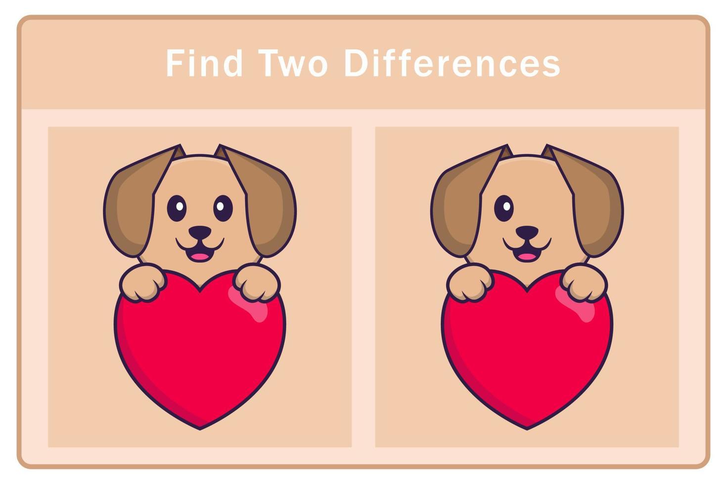 Cute dog cartoon character. Find differences. Educational game for children. Cartoon vector illustration