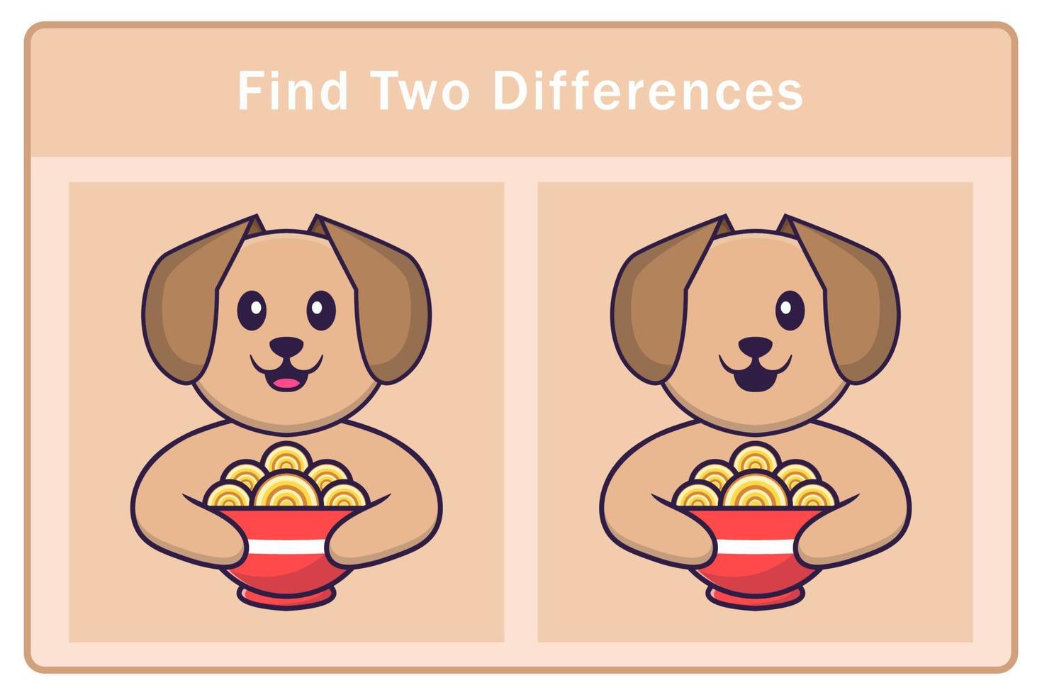 Cute dog cartoon character. Find differences. Educational game for children. Cartoon vector illustration
