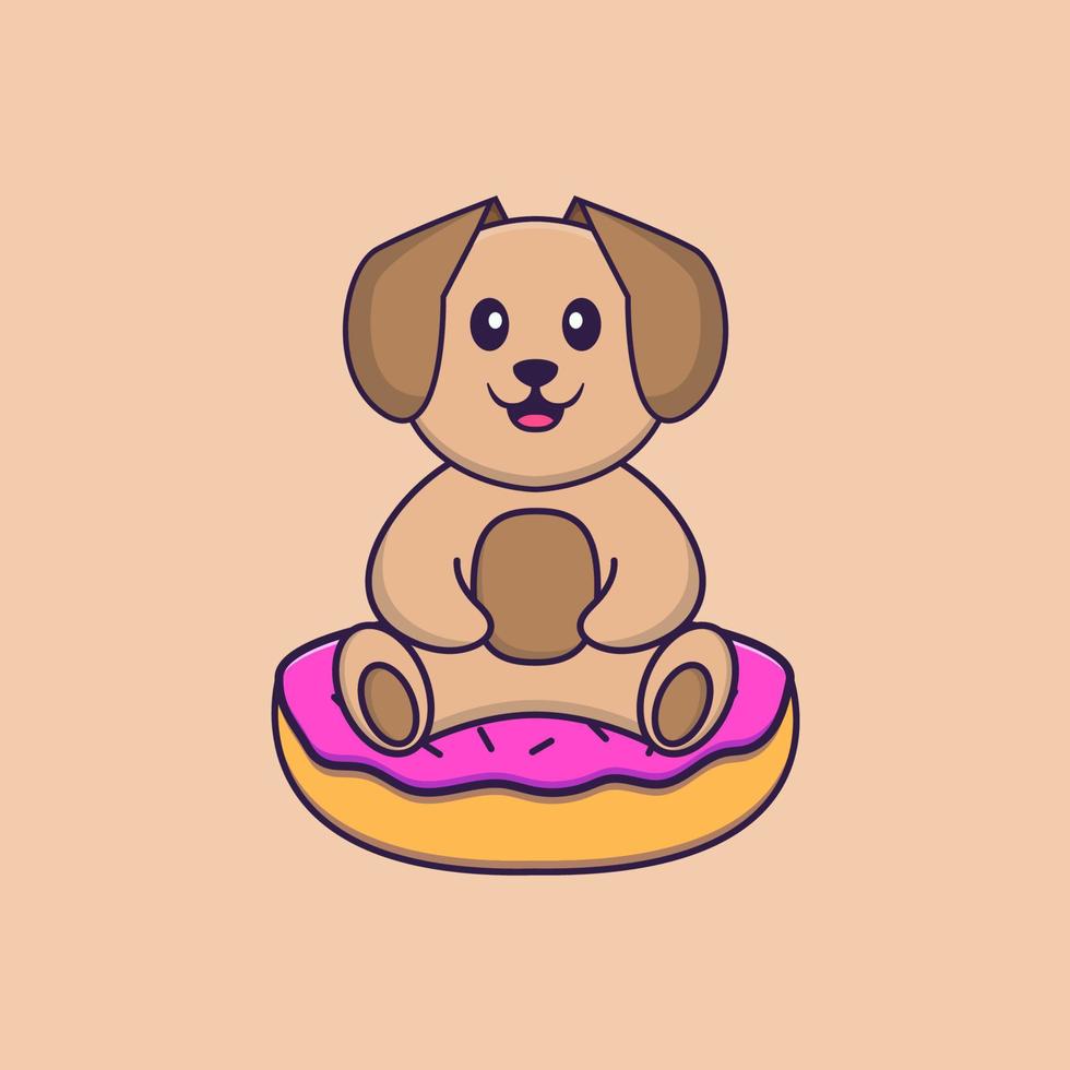 Ilustración de vector de personaje de dibujos animados de perro lindo.