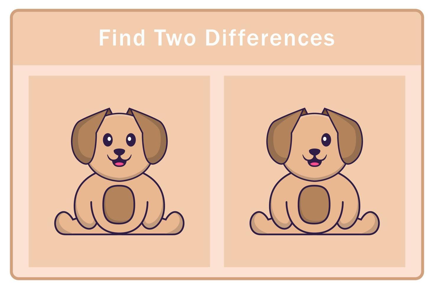 Cute dog cartoon character. Find differences. Educational game for children. Cartoon vector illustration