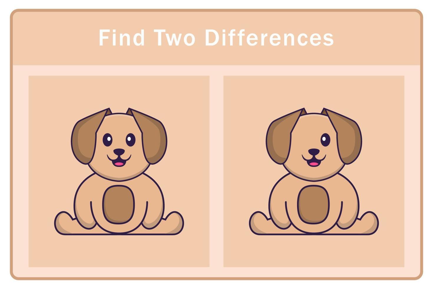 Cute dog cartoon character. Find differences. Educational game for children. Cartoon vector illustration