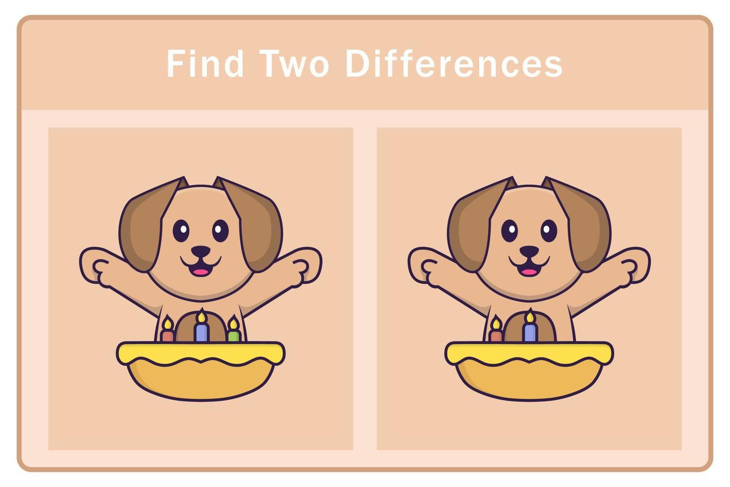 Cute dog cartoon character. Find differences. Educational game for children. Cartoon vector illustration