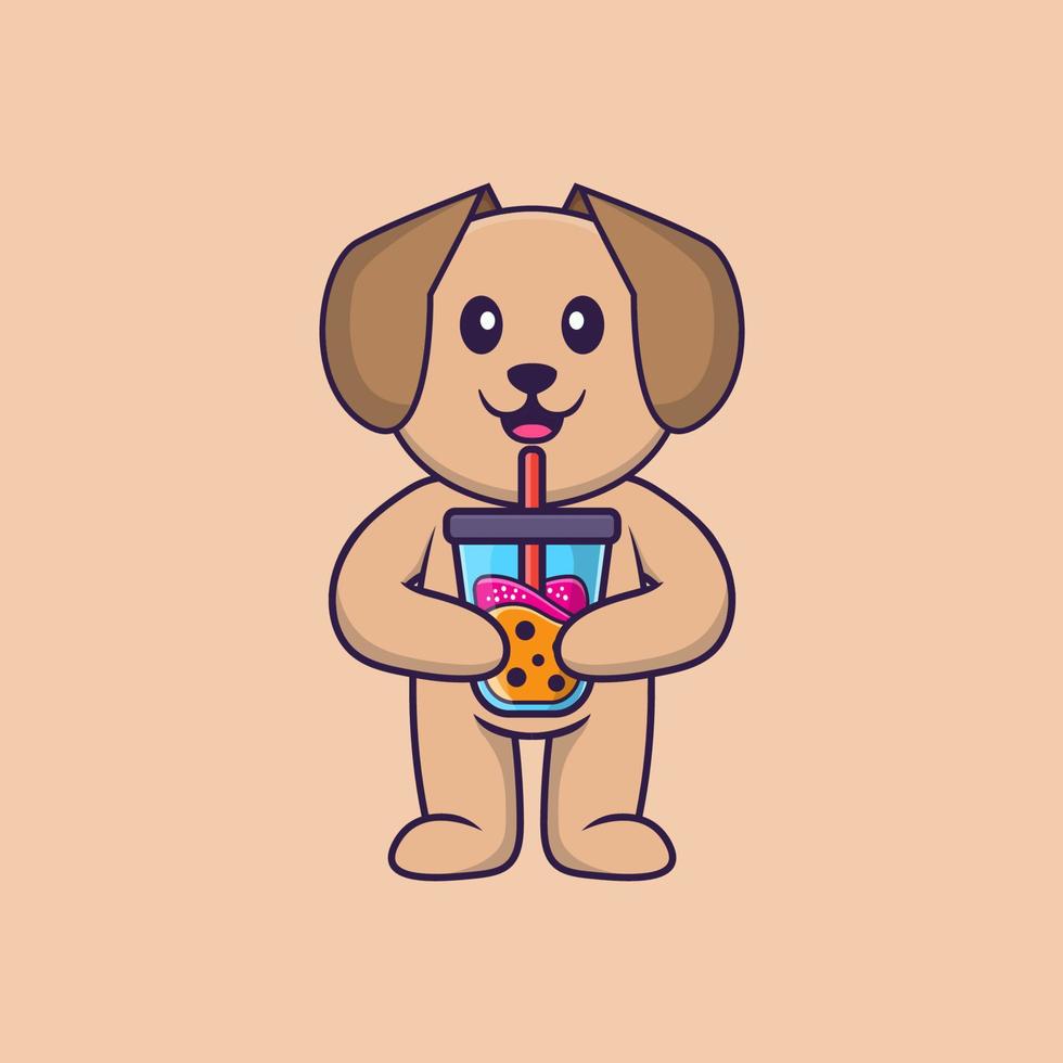 Ilustración de vector de personaje de dibujos animados de perro lindo.