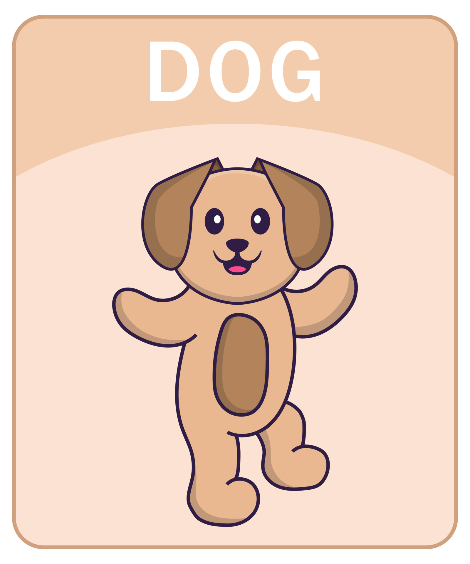 Alphabet flashcard with Cute dog cartoon character. 4244608 Vector Art at  Vecteezy