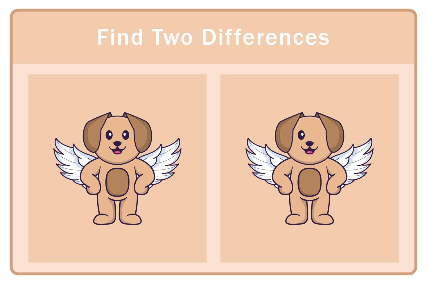 Cute dog cartoon character. Find differences. Educational game for children. Cartoon vector illustration