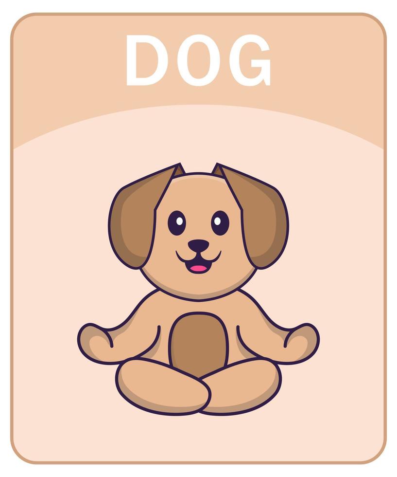 Alphabet flashcard with Cute dog cartoon character. vector