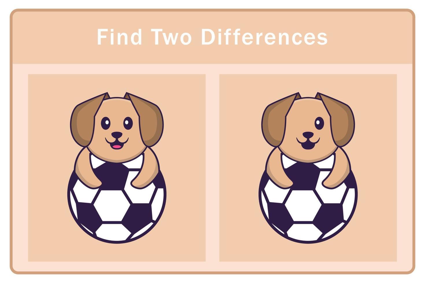 Cute dog cartoon character. Find differences. Educational game for children. Cartoon vector illustration