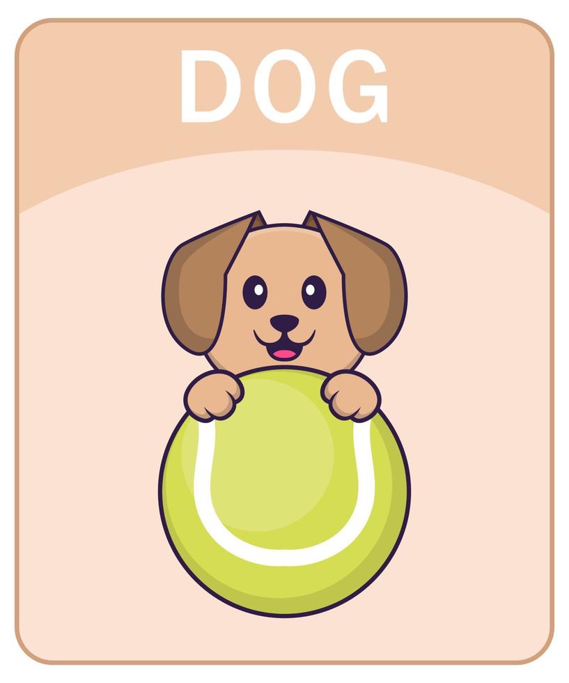 flashcard del alfabeto con personaje de dibujos animados lindo perro. vector