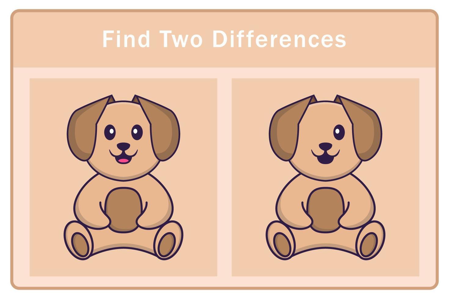 Cute dog cartoon character. Find differences. Educational game for children. Cartoon vector illustration