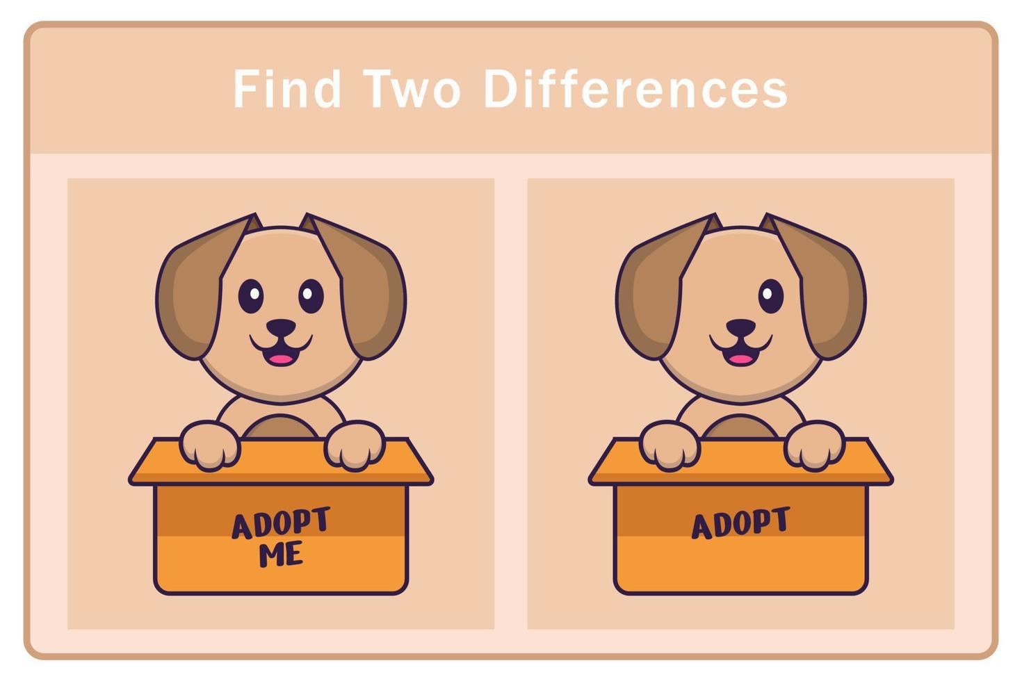 Cute dog cartoon character. Find differences. Educational game for children. Cartoon vector illustration