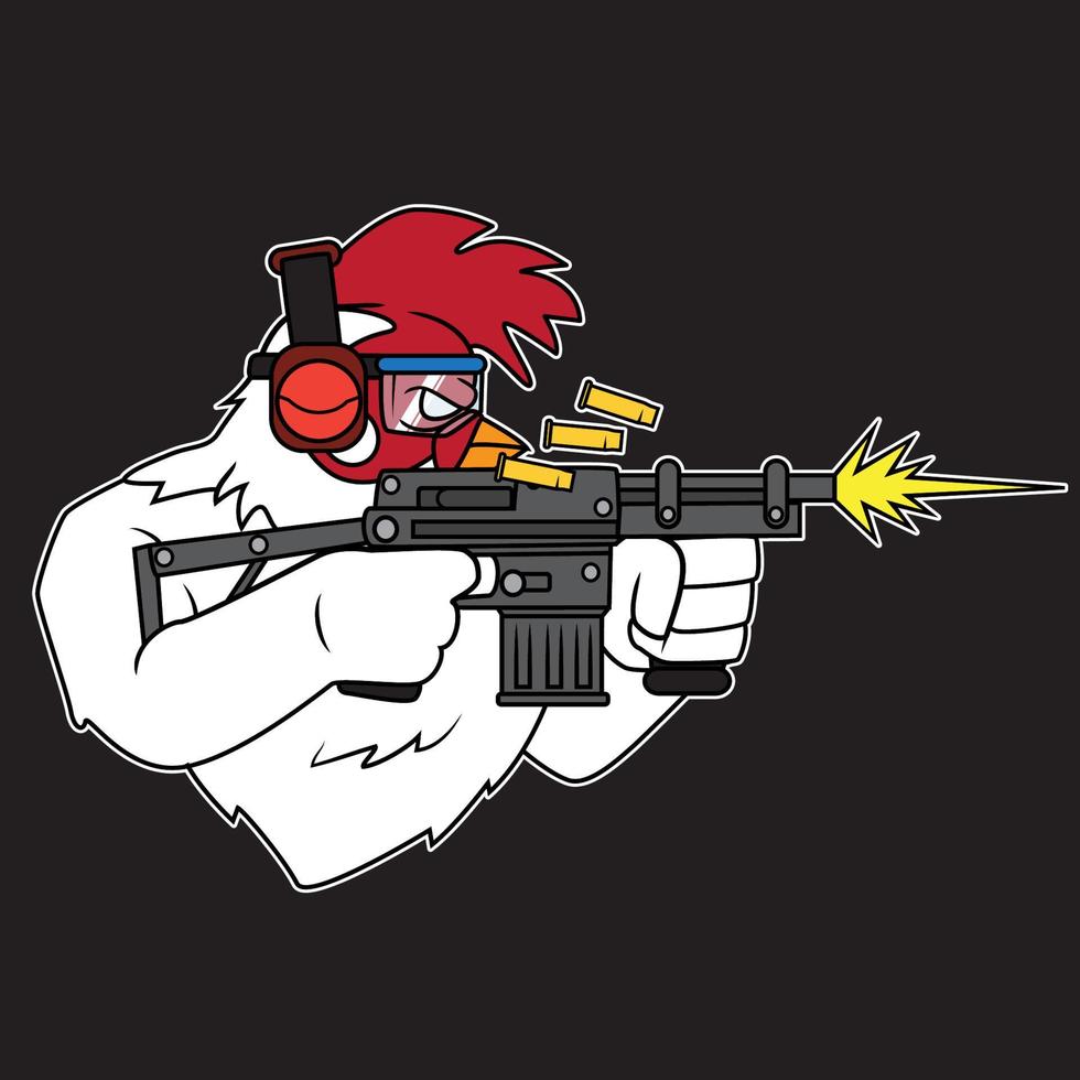 Chicken gunner vector illustration