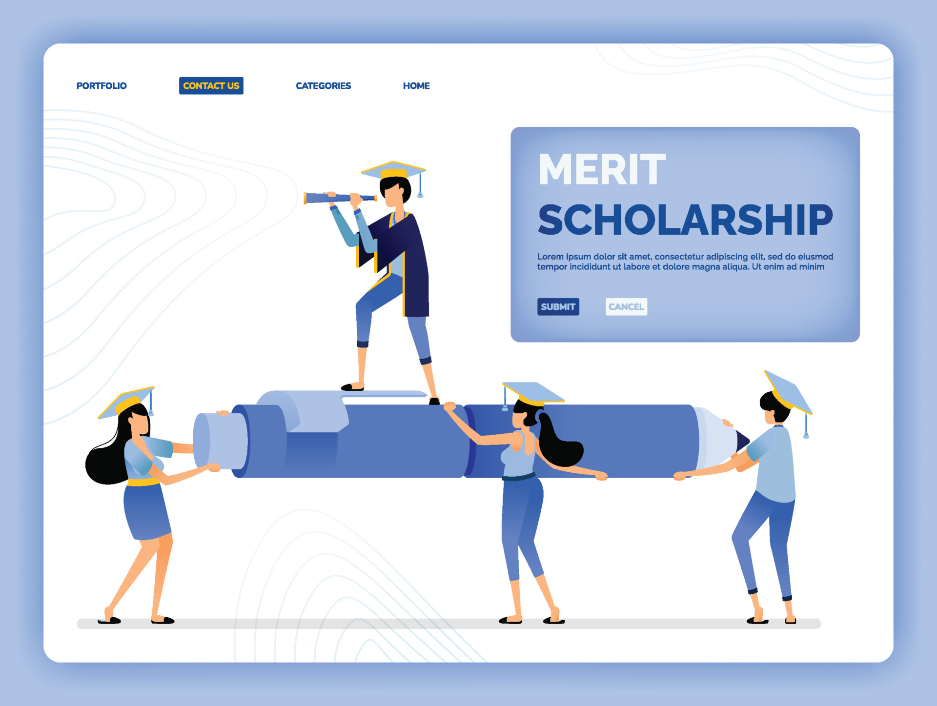 vector illustration of educational programs and scholarship financing