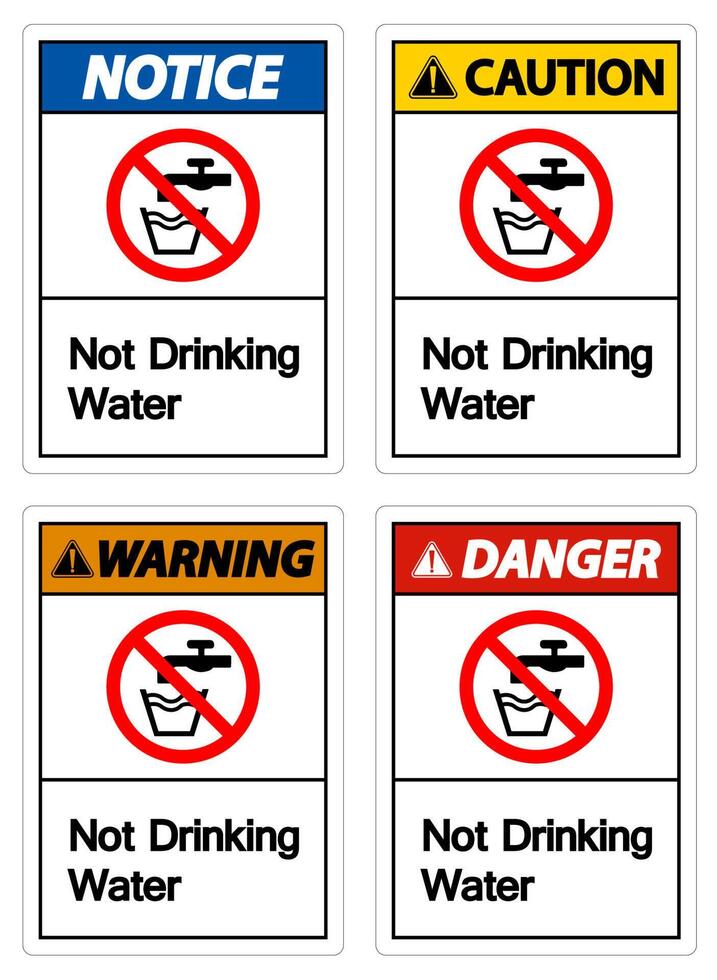 Caution Not Drinking Water Sign vector