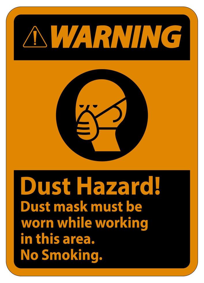 advertencia señal de no fumar peligro de polvo se debe usar una máscara contra el polvo mientras se trabaja en esta área vector