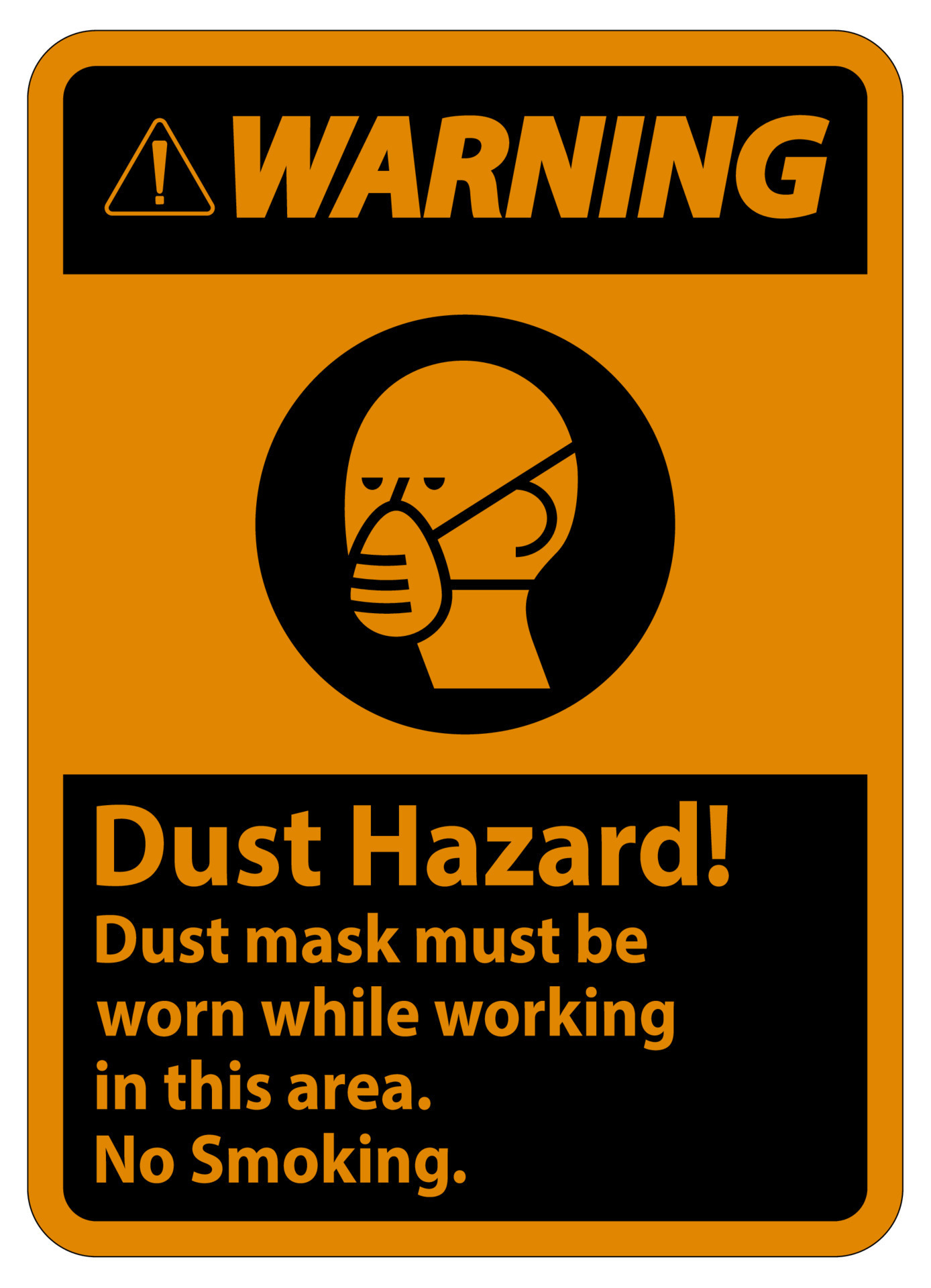 Warning No Smoking Sign Dust Hazard Dust Mask Must Be Worn While