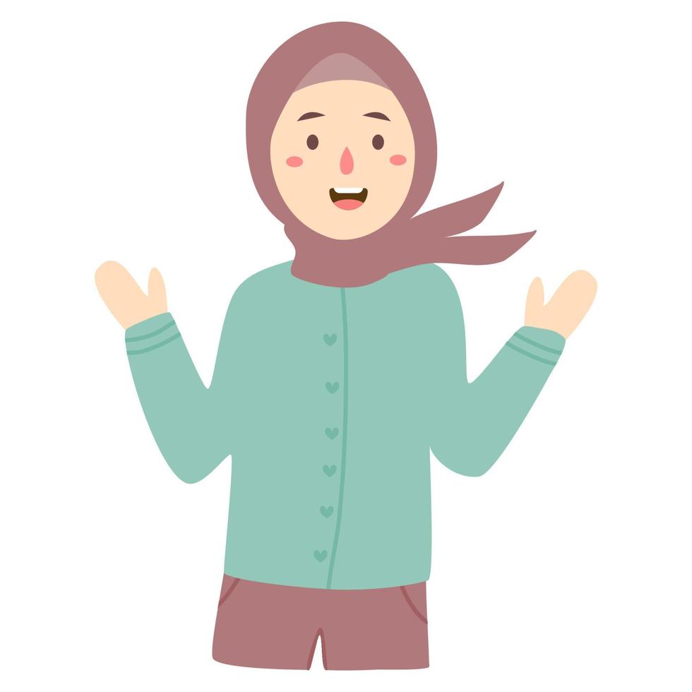 pretty hijab woman  with surprised expression vector