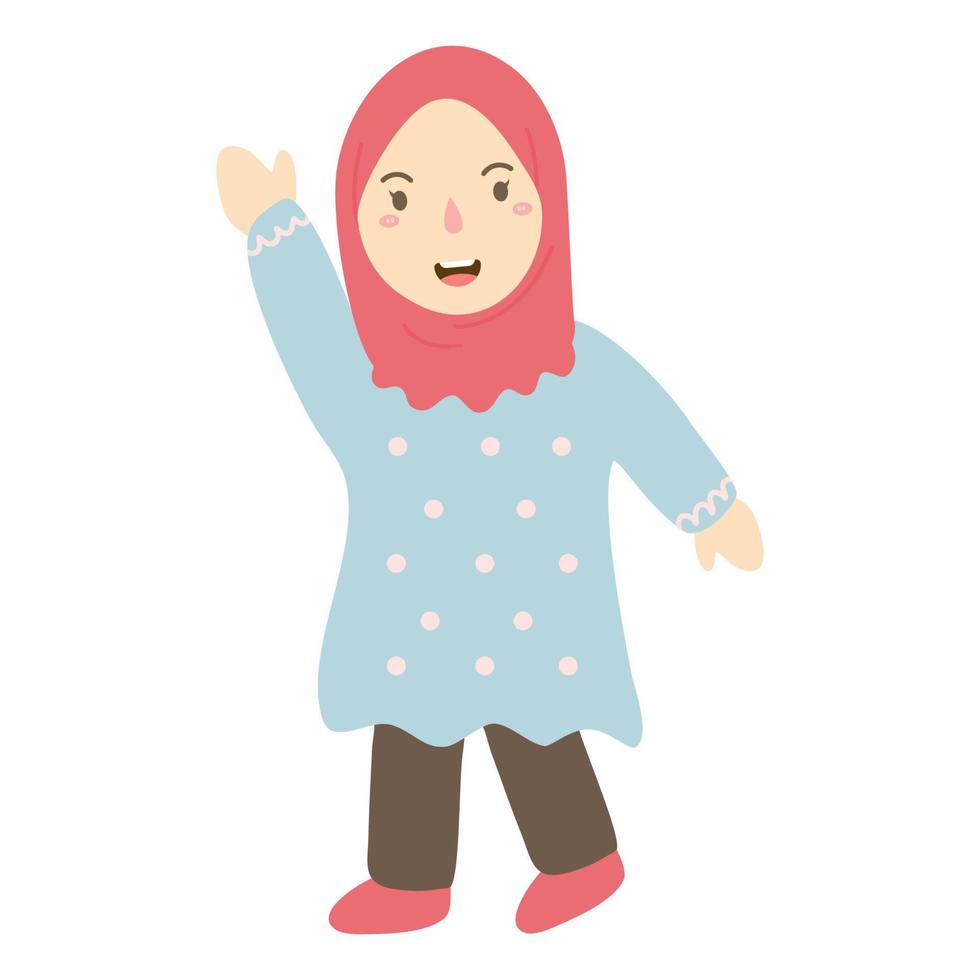 little girl with hijab gave a greeting vector