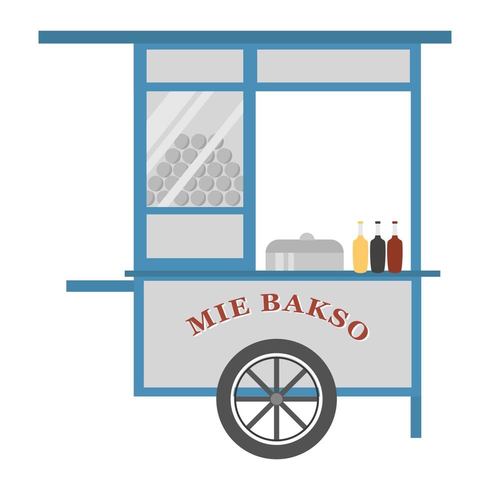 mie bakso cart illustration traditional street vector