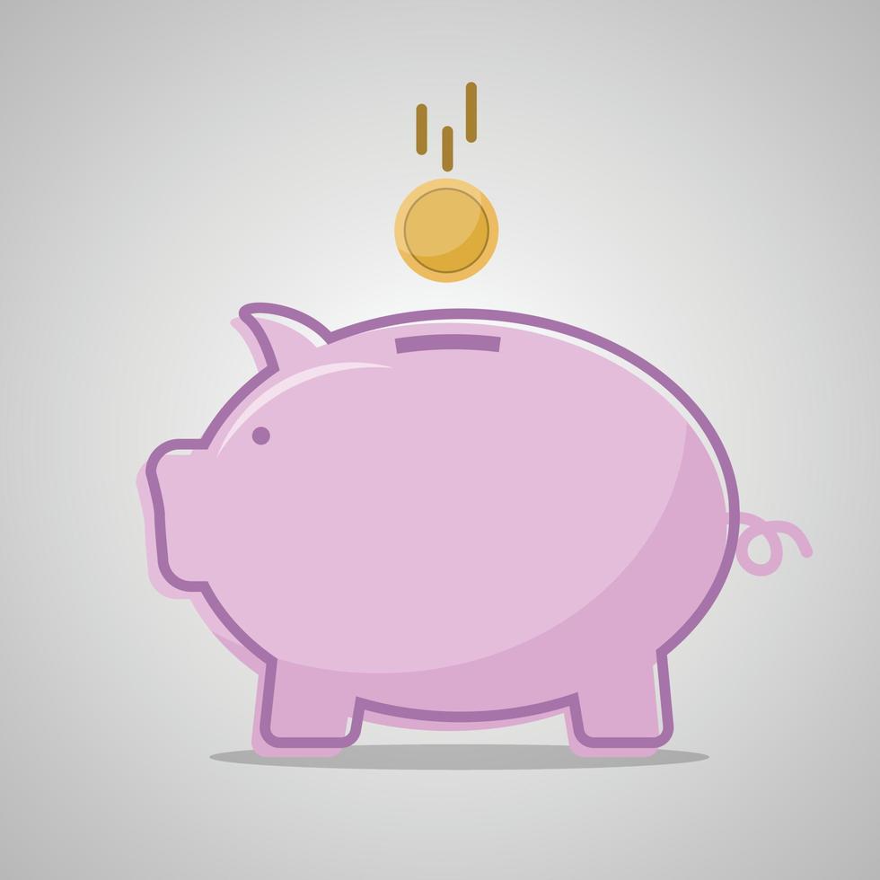 Piggy bank with coin in flat design vector