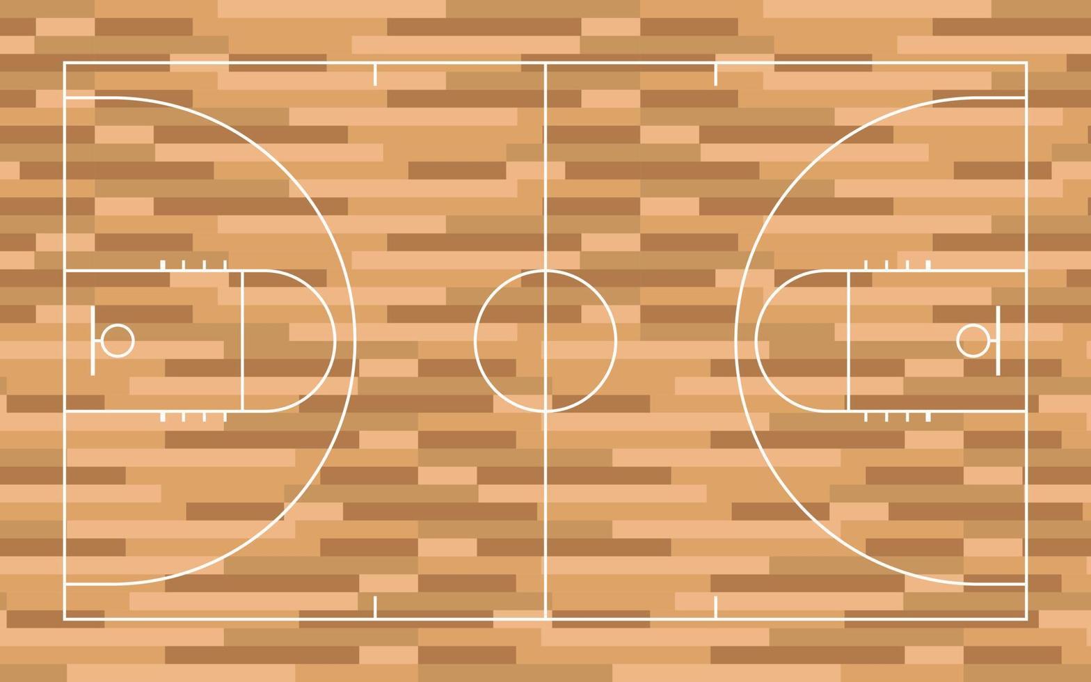 top view of basketball court line with wooden floor vector