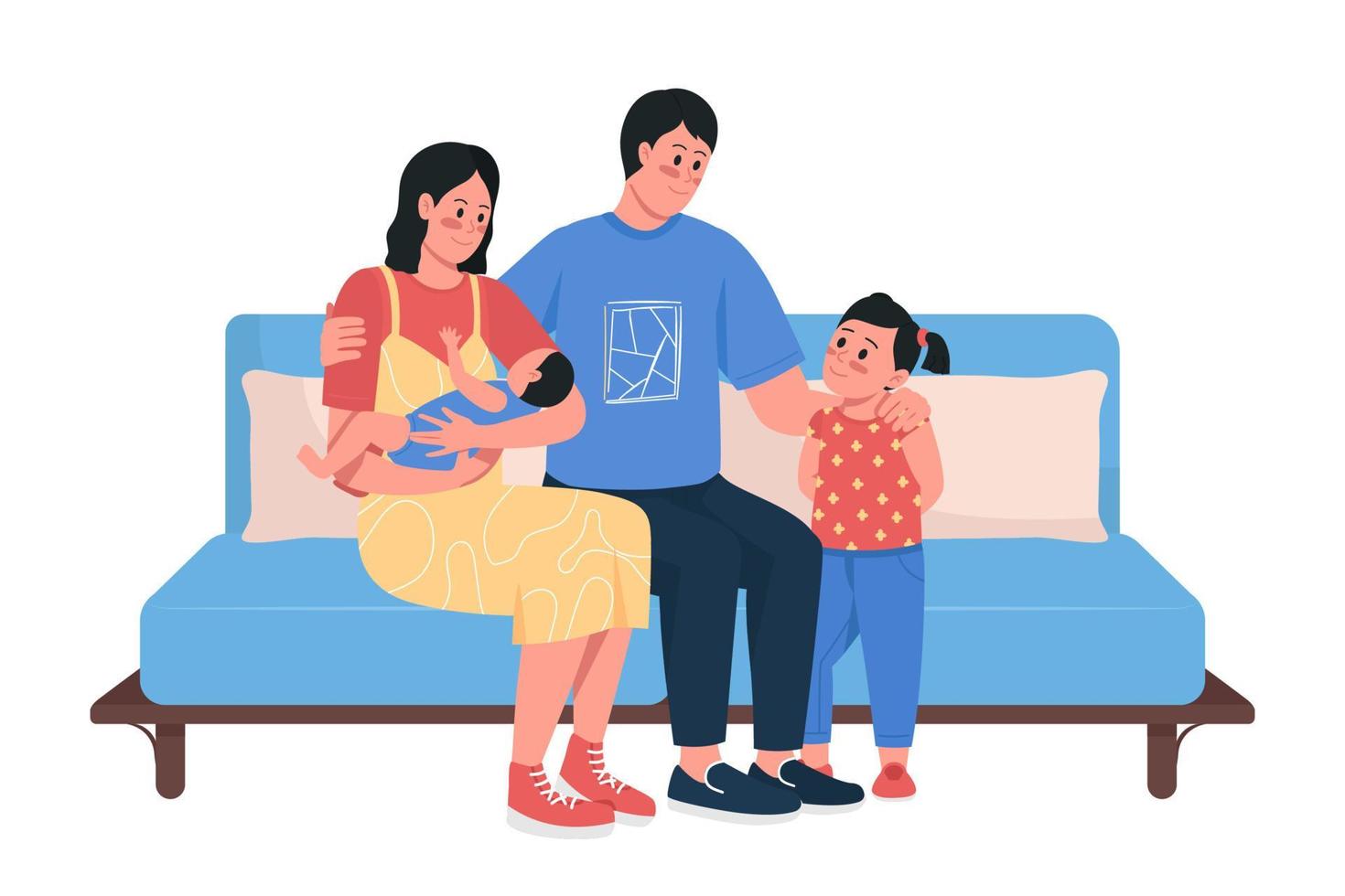 Happy family semi flat color vector characters