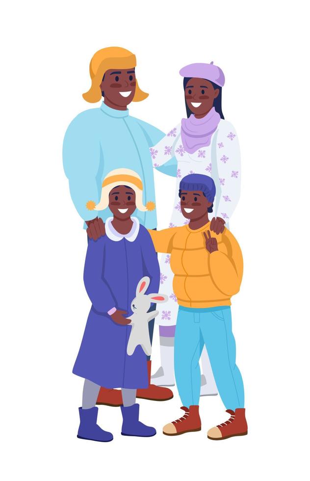 Happy family on Christmas semi flat color vector characters