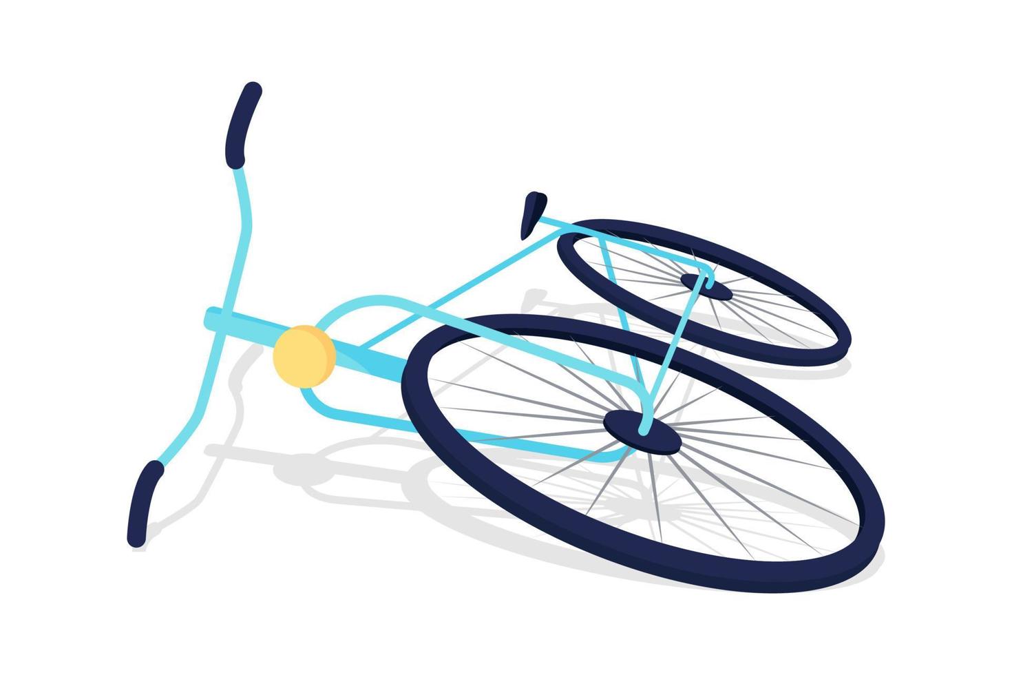 objeto de vector de color semi plano de bicicleta rota