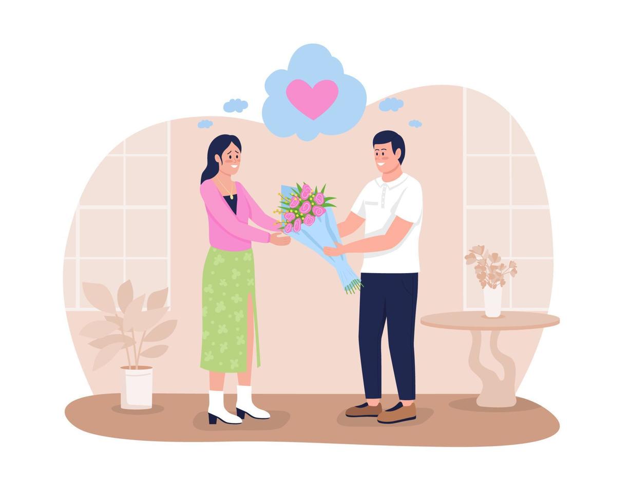 Expressing deep love 2D vector isolated illustration