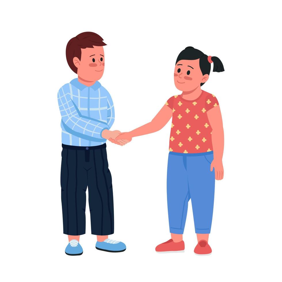 Kids bonding semi flat color vector characters