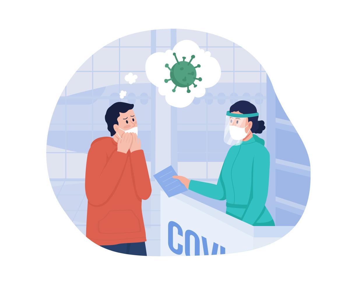 Check for travel during covid 2D vector isolated illustration