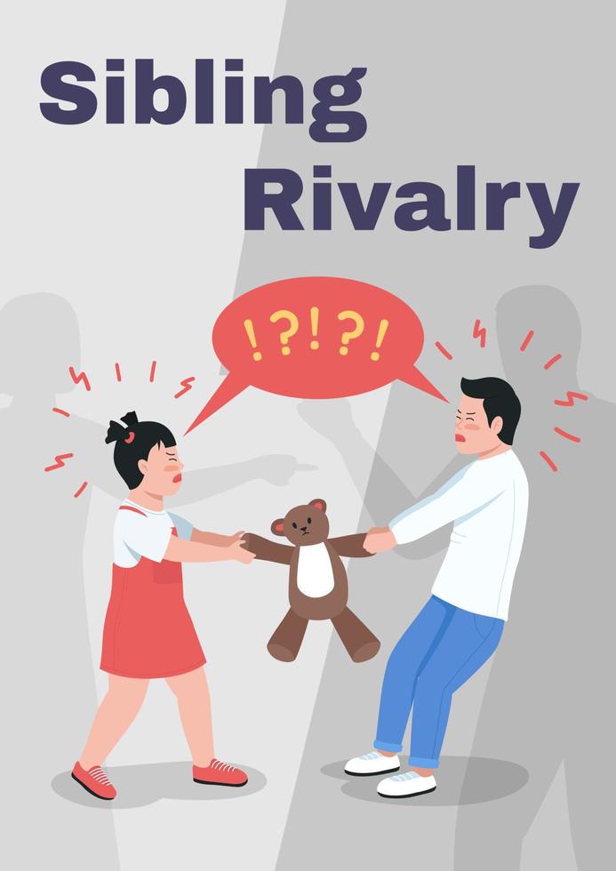 Sibling rivalry poster flat vector template