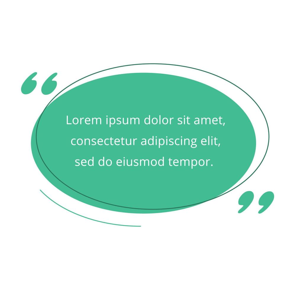 Quote blank frame vector template. Green speech bubble. Quotation, citation text box design. Oval empty textbox background for message, comment, note